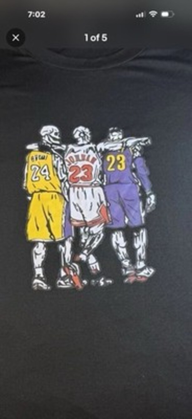 Black, Custom Graphic T-Shirt Of Three NBALegends